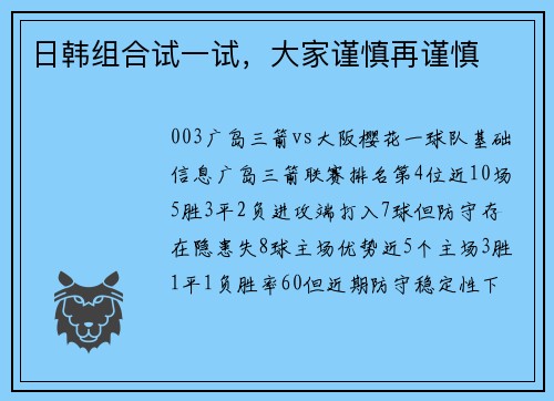 日韩组合试一试，大家谨慎再谨慎